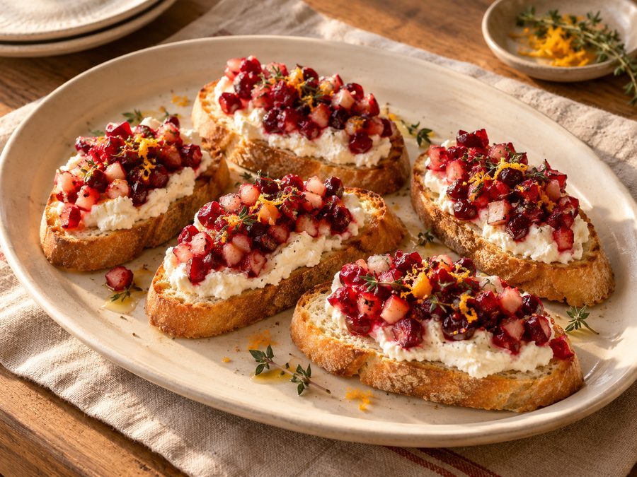 Cranberry and Ricotta Crostini