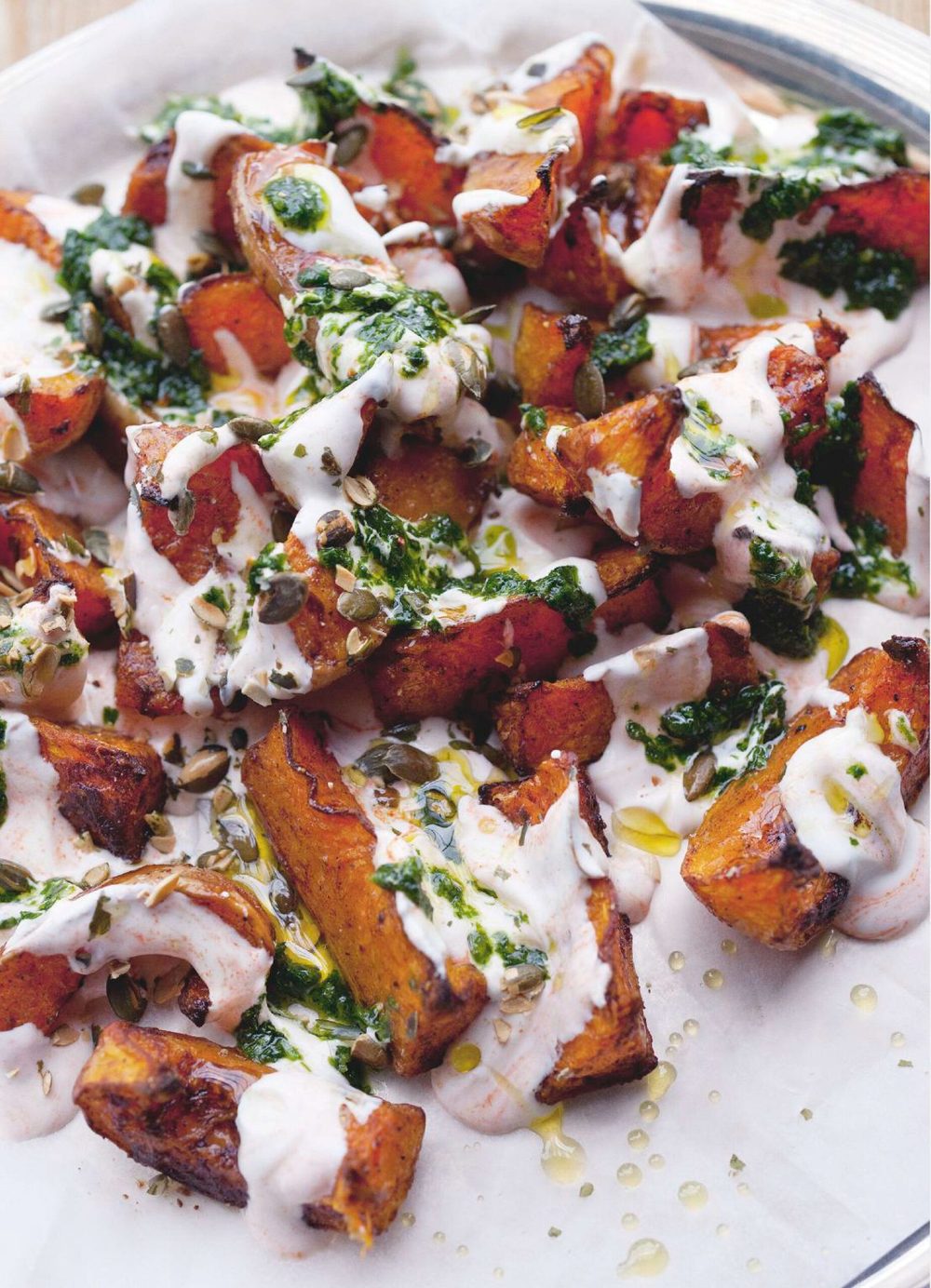 Squash with Chilli Yoghurt and Coriander Sauce