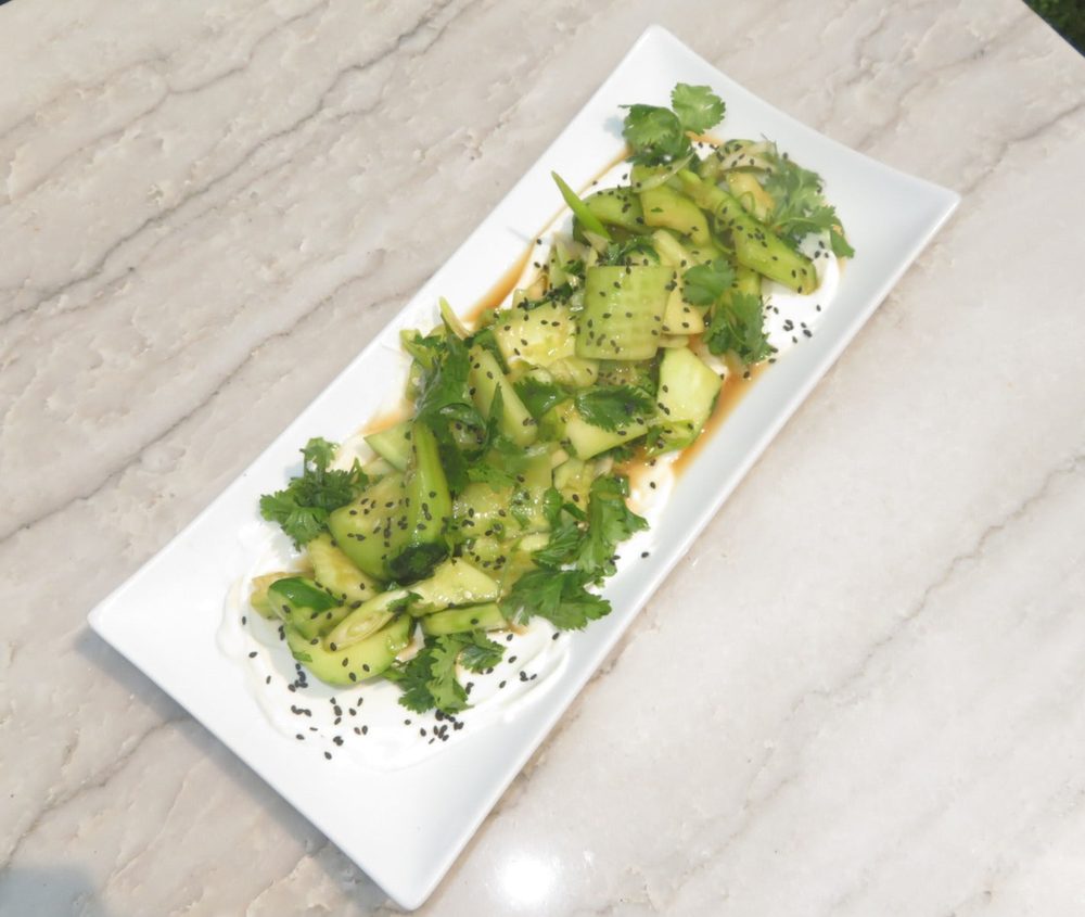 MediterrAsian Smashed Cucumber Salad